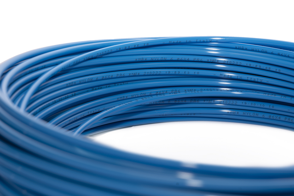 Linear rigid polyamide hose NYLON PA 6 light blue by Mebra Plastik