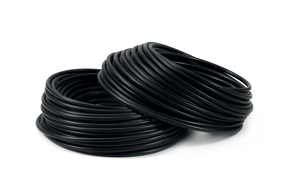 Linear flexible polyurethane single layer anti-extinguishing hose black by Mebra Plastik