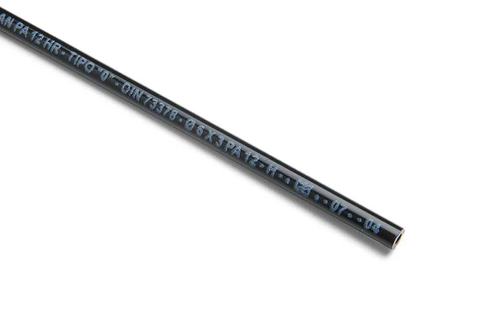 Linear rigid polyamide hose A 12 HR "0" HIGH RESISTANCE black by Mebra Platik