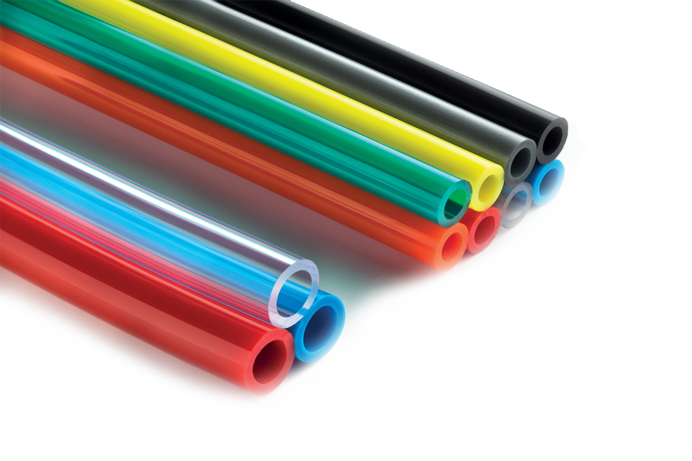 Multitubo termosaldato in poliuretano spiralato e lineare blu, nero, azzurro, giallo, rosso, neutro di Mebra Plastik