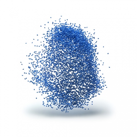 Raw material in polyethylene granule blue by Mebra Plastik